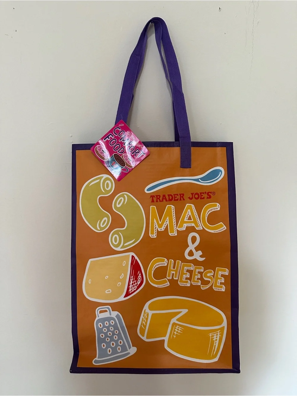 TRADER JOES COLLECTABLE TOTE - COMFORT FOOD Milk & Cookies Canvas Tote Bag